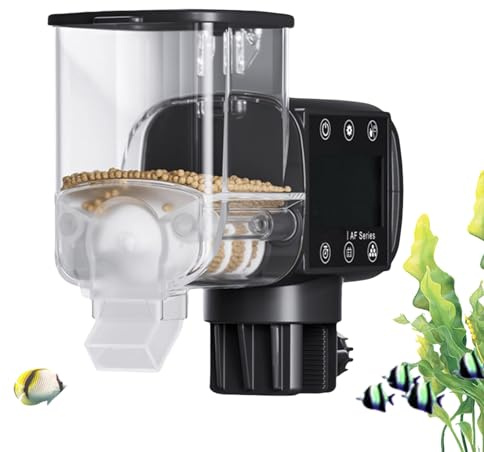 Alimentador automático de tortugas, alimentador de alimentos para peces con temporizador, máquina de alimentación programable, dispensador inteligente de alimentos con pantalla digital para viajes