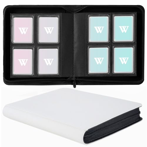 Carpeta de carga superior, álbum de 4 bolsillos con capacidad para 128 cargadores superiores, carpeta de tarjetas para tarjetas rígidas de 3 x 4 pulgadas, carpeta de carga superior sin anillo (blanco)