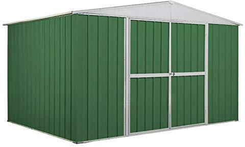 Notek Box in Acciaio Zincato Casetta da Giardino in Lamiera 3.60 x 2.60 m x h2.12 m - 130 kg – 9,1 Metri Quadri (Verde)