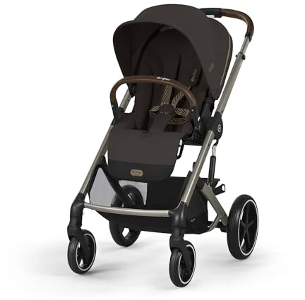 CYBEX Gold Kinderwagen Balios S Lux, Ergonomische Liegeposition, Einhand-Gurtsystem, Ab Geburt bis 22 kg (ca. 4 Jahre), Chocolate Brown