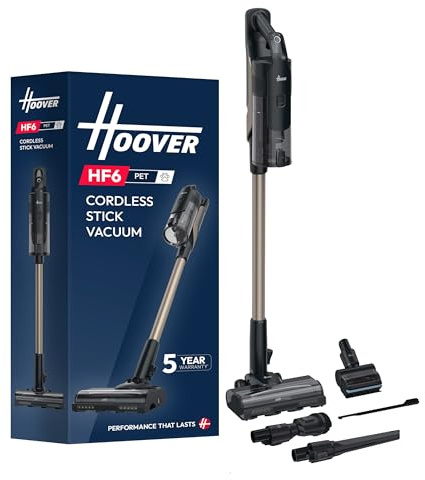 Hoover HF6 Pet Cordless Stick Vacuum Cleaner with Pet Hair Tool, Floor Sensor, Dual Way Clean, Up to 100 Min Runtime,Anti Hair Wrap,Double Edge Cleaning, Versatile,QuickPark,Portable, 660w [HF610P]
