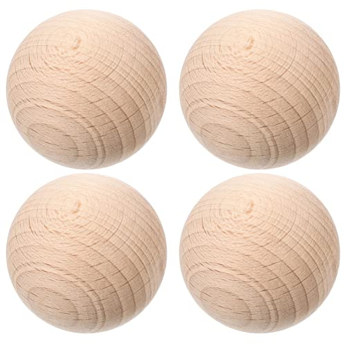 Toddmomy Bocce Wooden Balls Set 4pcs 4.5cm Beech Wood Outdoor Grass Rolling Balls Portable Bocce Game for Boys and Girls and Adults Lawn Sports