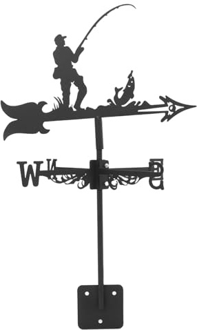 Milisten Girouette de Pêcheur Fer pour Toit et Jardin Indicateur de Direction du Vent Décoratif pour Cour et Extérieur