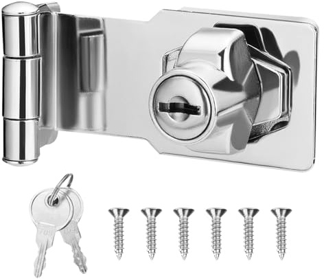 3 Inch Keyed Hasp Lock, Right Angle 90 Degrees Lock Hasps for Cupboard | Twi-st Knob Keyed Locking Hasp Shed Locks, Small Hasps with Padlock Keys, Door Clasp Door Bolt Latch Buckle