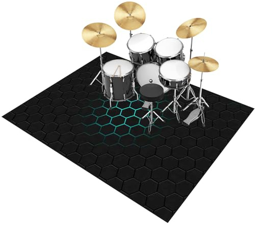 Tehocwiz 120 x 80 cm Tappetino per Batteria e Percussioni, Tappeto a Tamburo Insonorizzato, Tappeti Rettangolari Antiscivolo, Tappeto per Batteria Elettroniche Rullante Acustica Grancassa