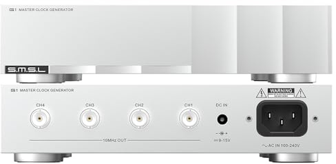 SMSL G1 - Reloj maestro externo de audio de alta fidelidad, OCXO de alta precisión, unidad multicanal + fuente de alimentación lineal, mejora la calidad de sonido para reproductores de CD
