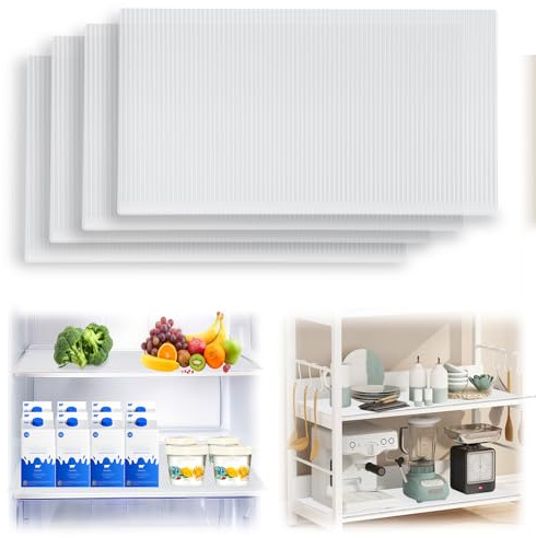 4 Pièces Tapis de Réfrigérateur, Tapis de frigo Anti-dérapant Réfrigérateur, Tapis Fond de Tiroir, Tapis de Frigo Antidérapant Réutilisable Imperméable pour Armoires, Tiroirs (Blanc)