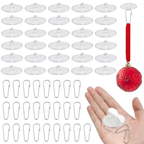 Deckenhaken Selbstklebend, 50 Set Klebehaken Decke Extra Stark Wandhaken mit Fahnenmast-Clips, Transparent Selbstklebende Haken Ohne Bohren für Badezimmer Küche Decke Tür Aufhängen, Weihnachten Deko