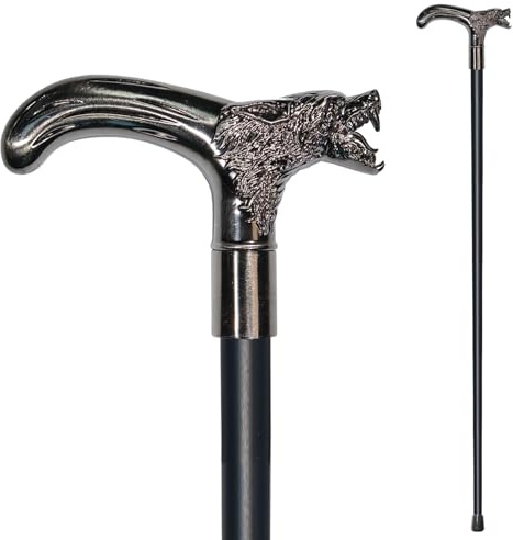 YIVIYAR Gehstock für Männer & Frauen & Senioren – 91,9 cm, strapazierfähig, 150 kg Kapazität, ergonomischer Wolfgriff, dekoratives und kunstvolles Design, Gothic- und Gothic-Stil, elegante