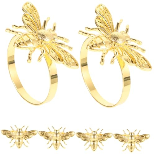 Hemobllo Ferma Tovaglioli in Lega Dorata Set 6 Pezzi a Forma di Ape Riutilizzabili ed Eleganti per Decorazioni Tavola da Pranzo e Feste in Casa o Ristorante