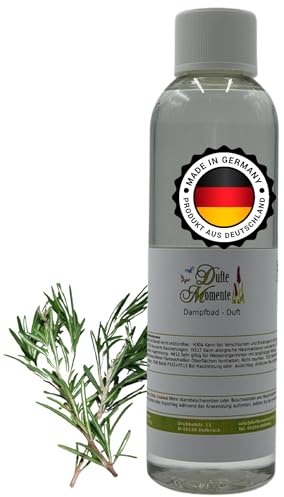 Dufte Momente Dampfbad Duftkonzentrat Rosmarin 250ml – belebend-kräuteriger Wellnessduft mit natürlichem Rosmarinöl – für Dampfbäder, Verdampferanlagen & Dampfduschen – vegan, Made in Germany