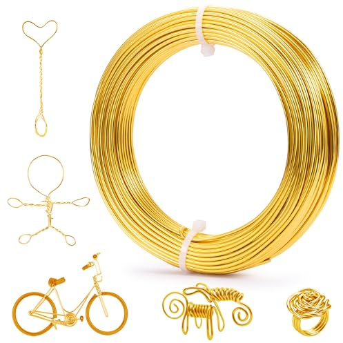 YIYIZI Guld pysseltråd 2 mm x 30 m (guld, 2 mm x 30 m) | Mjuk, Lättböjlig Och Omformbar Kreationslina | Lämplig För Skulptur- Och Modellskelett, Blomsterarrangemang