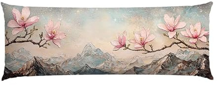 Cuscino Corpo Cuscino Gravidanza 120x40cm, Supporto Total Body Ergonomico, Copricuscini Allattamento e Maternità con Federa Velluto, per Schiena, Pancia e Gamb (Orchidea di Jade Paesaggio) p-747