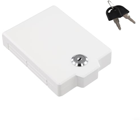 Deskbloom Wall Plate Socket Protection Cover with Key Lock, Waterproof Central Air Conditioning Panel Guard, 128 x 94 x 25 mm(White)