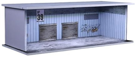 Pegciuho Maquette D'un Garage Automobile à L'échelle 1:64 avec éclairage Intégré de Vitrine LED, Fond LED et Porte Coulissante En Acrylique pour Voitur, Entrepôt