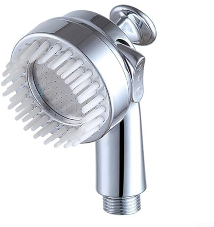 Massage Shower Head for Hair Washing, 1 PCS High Pressure Bathroom Shower Head Dual Mode Water Saving Handheld with Brush Nozzle Pressurized Spray for Washbasin Bathtub Use(Silver)