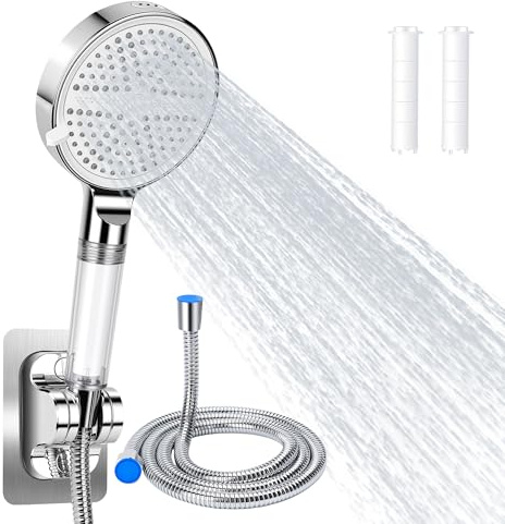 mobumeia Handbrause mit Schlauch & Filter, Duschkopf für Camping Zuhause | 6 Strahlarten Duschkopf Wassersparend Hochdruck mit Filtration, Druckerhöhende Duschbrause für Wohnmobil Camper Reiseanhänger