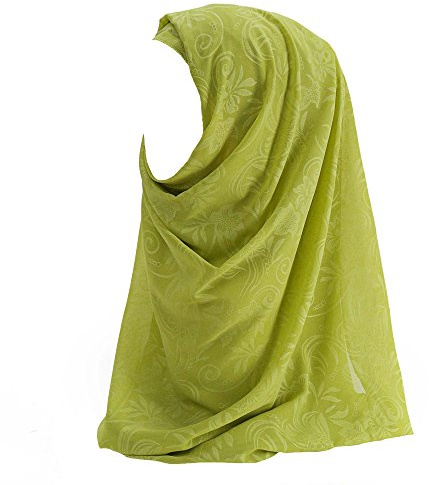 Lina & Lily Muslim Hijab Kopftuch aus Chiffon mit Blumenmuster (Olive)