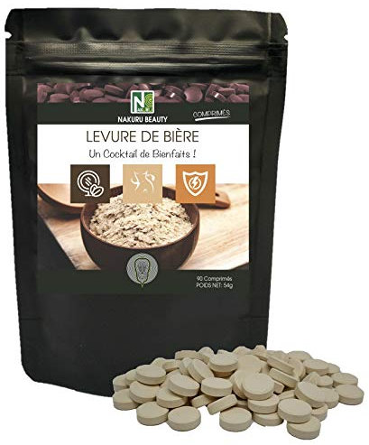 NAKURU | Levure de Bière | Gamme Beauty | Fabriqué en France | Un Cocktail de Bienfaits! | (90 Comprimés de 600mg / Poids Net: 54g)
