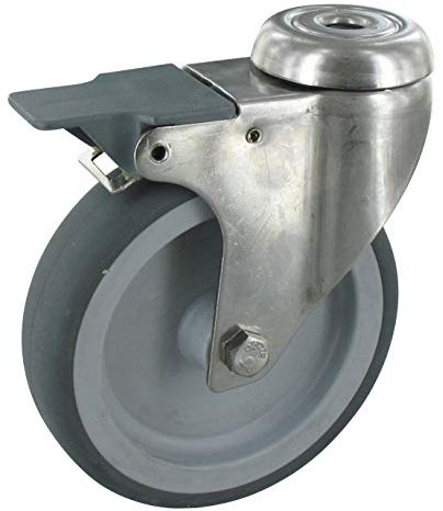 Apparaterollen Lenkrolle mit Feststeller Ø75mm TPE Gummi Rückenloch