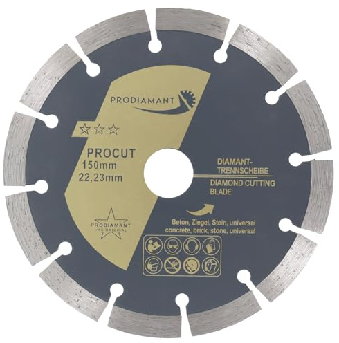PRODIAMANT diamond cutting disc universal 150mm 6inch x 22.2 mm concrete, stone, brick 6 inch diamond disc 10mm segment
