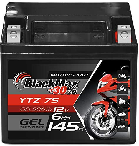 BlackMax YTZ7S Motorradbatterie GEL 12V 6Ah TTZ7S-BS Batterie YTZ7-S GEL12-7Z-S