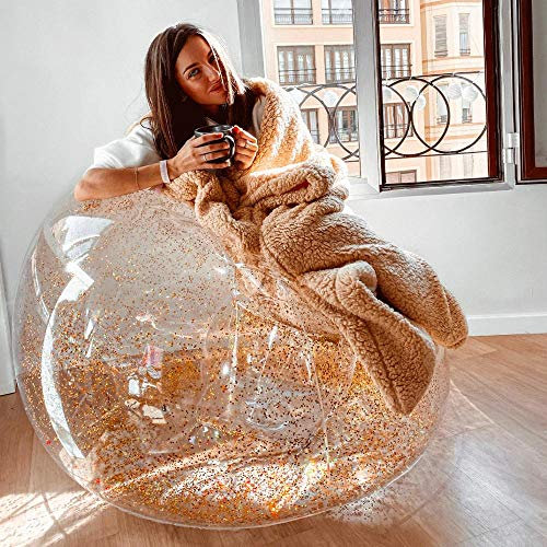 QIROG Aufblasbares Sofa Gigante Dorado für Innen oder Außen, 100x110x76 cm, Einfarbig, Ohne Arm, PVC, Unisex, Erwachsene und Kinder