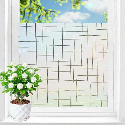 Shackcom Fensterfolie Blickdicht 60x200cm Milchglasfolie Selbsthaftend Sichtschutzfolie Statisch Haftend Anti-UV Milchglas Dekofolie für Schlafzimmer Wohnzimmer-J036