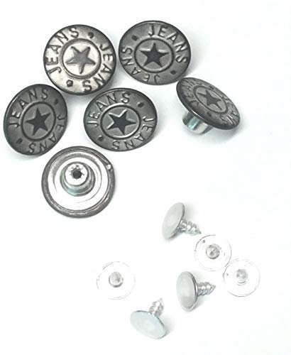 6 Jeans-Knöpfe 17mm altsilber