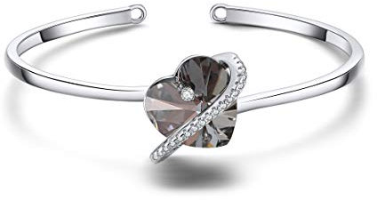 Lisandra Scott Armband, Armreif mit Funkelnden Kristallen für Damen mit Herz Symbol für Liebe in Juweliersqualität, Schmuck mit Kristall Stein Herzen Silber AAA Qualität (Schwarz)