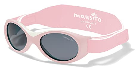 Mausito Babysolglasögon 0–1,5-åriga pojkar och flickor, solglasögon för bebisar, BPA-fria, 100 % UV-skydd, böjliga och med justerbar rem, i europeisk design, ROSA