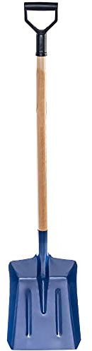 KADAX Kohlenschaufel aus Stahl, Schaufel mit langem Stiel aus Holz, Spaten mit D-Griff für Kieselsteine, Müll, Kohlenlöffel, Kehrschaufel (W: 29 cm, Blau)