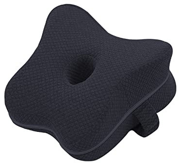 Super angenehmes Kniekissen für Seitenschläfer, Besseren Schlaf durch orthopädisches Beinkissen aus Memory Foam, Beinkissen für Damen Herren Druckentlastung Hüfte Bein Knie (Schwarz)