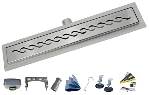 AQUA HEATING Welle Edelstahl-Bodenablauf superflach 52mm 70 cm, silber