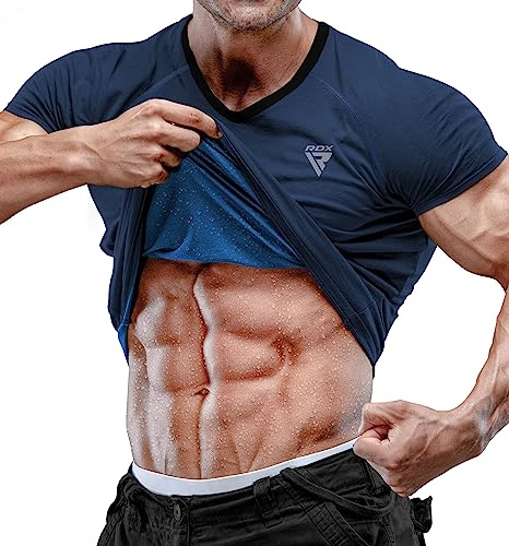 RDX Sweat T-Shirt Hombre Sudadera, Neopreno Sauna Shirt Fitness Trainer Cintura, Gym Tank Top para Fajas Pérdida de Peso Adelgazamiento Body Shaper Entrenamiento Yoga Culturismo Correr