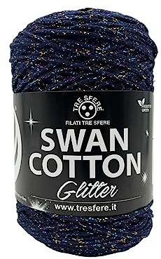 Cordino SWAN COTTON Glitter (Blu Multicolor 22) filato per borse, cappelli, cestini, sottopiatti, pochette, accessori moda, accessori casa, amigurumi e tanto altro.