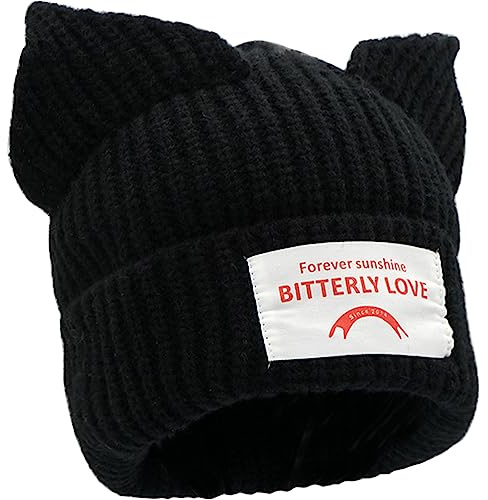XYIYI Knit Beanie Hüte Niedlich Katze Ohr Mütze Winter Wolle Mütze Warm Häkeln Skull Cap Slouchy Hut