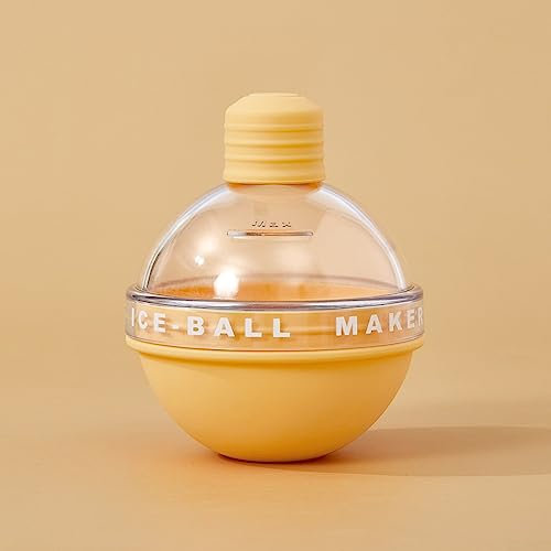 DAZZLEEX Bulb Shape Ice Ball for Mold - Silicone for Mold for Ice Cubes - BPA Free - Easy Demolding - Oversized Puck Size - Visible Water Level,Yellow
