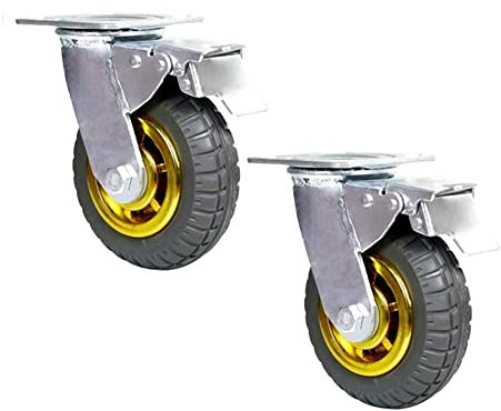 Möbelrollen Rollen 6 Hochleistungsrollen mit Bremsen 4 5 8 Stumme Gummirollen 2 Stück Lenkrollenräder, Trolley-Möbelrollen passend für Tischwagen Bett Werkbank mit Schraubenrolle (