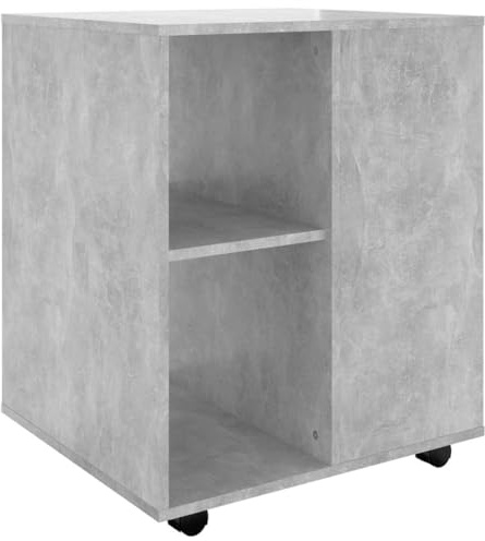 vidaXL Rollschrank mit Fächern Rollcontainer Büroschrank Aktenschrank Bürocontainer Schrank Büro Druckerschrank Betongrau 60x53x72cm Holzwerkstoff