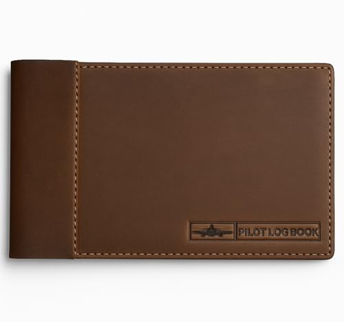 Tolredo Pilot Log Book TL-SP-30 Flight Standard Logbook Top Grain Cow Leather Refillable Bleedproof Paper 96 Pages Aviation Notebook for FAA Documentation (9X5)