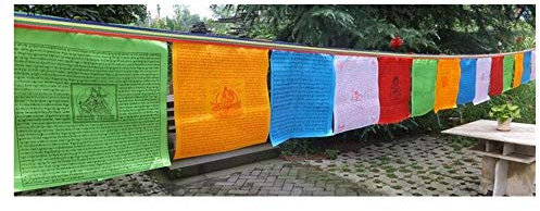 Stormflag Tibetische buddhistische Gebetsfahnen aus traditionellem Holz mit Bräunungsdruck, 35 cm x 34 cm, 20 Blätter insgesamt 7 m