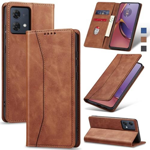 Jasonyu Funda para Motorola Moto G84 Flip Case,Marrón | Cuero PU Carcasa,Tipo Libro con Tarjetas y Cartera,Soporte Plegable,Cierre magnético,Capa