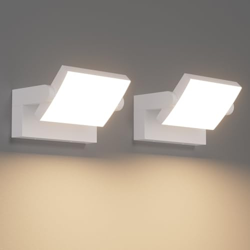 Klighten 2 Stück Wandleuchte 24W Aussen Innen, IP65 Modern Wandlampe mit Schwenkbar LED Panel, Aussenleuchte Außenlampe für Garten Eingang Terrasse, 1500 Lumen, Weiß, Warmweiß 3000K
