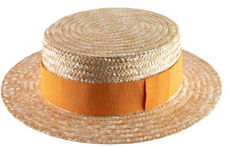 Classic Italy - Boater Kreissäge Strohhut Canotier - Size 63 cm - orange