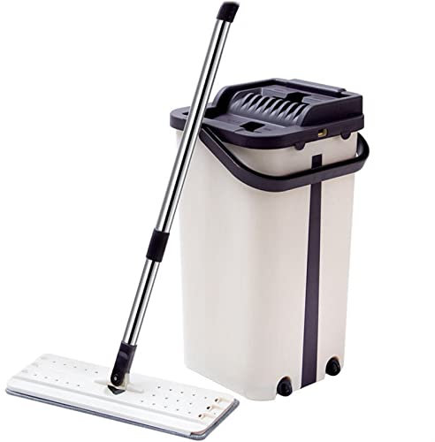Mopp/Flacher Bodenwischer, einziehbarer Flachwischer mit Eimer-Set, Squeeze-Bodenwischer-Reinigungssystem, Trocken- und Nassnutzung, 360° Flexibler Kopfwischer mit 4 wiederverwendbaren