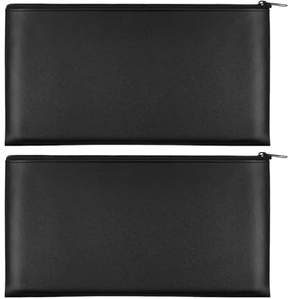Banktasche, 2-teilige schwarze Zip Bank Wallet, Stifttasche, Brieftasche, Organizer für kleine Gegenstände wie Bargeld, Pässe, Dokumente und Kosmetika für Schule, Zuhause und Geschäft