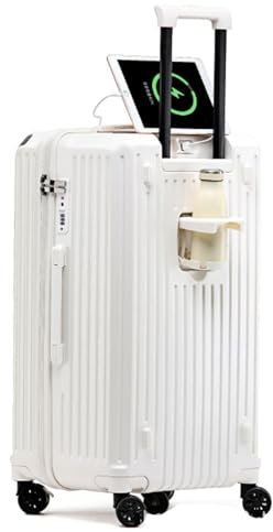 Bagage à Main avec Porte-Gobelet, Valise Rigide en Pc avec Port De Chargement USB, Compartiment Avant à Fermeture éClair avec roulettes, pour Les Voyages d'affaires