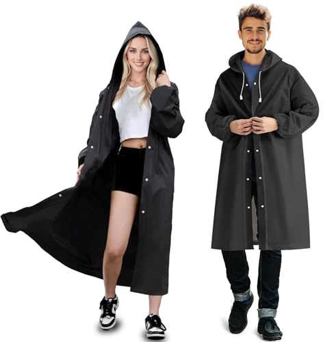 XIANGLONGY 2 Pièces Poncho Pluie Imperméable Homme Femme, Réutilisable Cape de Pluie, Poncho de Pluie avec Capuche, Respirant Poncho Pluie Adulte pour Les Concerts, Le Vélo, Le Camping, La Pêche