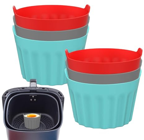 Ramilletes para tartas - Máquina de huevos antiadherente, moldes de huevos escalfados | Caja de magdalenas de silicona para freidora de aire, molde para cupcakes, calentamiento rápido, caldera de